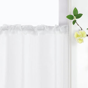 Short Voile Cafe Curtain with Openwork Pattern - White, H x W 45 x 90cm