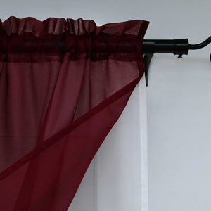 Two-Tone Cafe Curtain with Valances - Set of 2 - Navy Blue, W x H 80 x 80cm