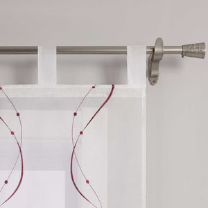 Sliding Panel Curtains with Tab-Top Hanging Set of 2 with Wave-and-Bead Pattern Embroidery