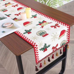 Festive Christmas Table Runner - White, H x W 33 x 300cm