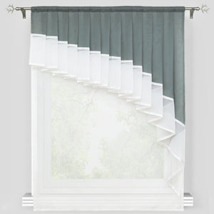 Romantic Curtain with Valance 2-in-1 Design - Gray, W x H 80 x 140cm