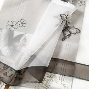 Cafe Curtain with Butterfly Pattern and Beads 1 Piece - Gray, H x W 60 x 140cm