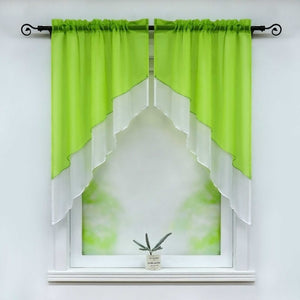 Two-Tone Cafe Curtain with Valances - Set of 2