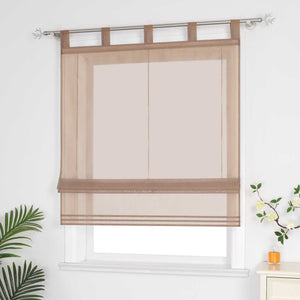 Roman Shade Solid Color Semi-Sheer Minimalist 1 Piece - Gray, Tab-Top Curtain