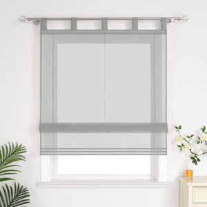 Roman Shade Solid Color Semi-Sheer Minimalist 1 Piece - Blue, Tab-Top Curtain