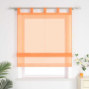 Roman Shade Solid Color Semi-Sheer Minimalist 1 Piece - Brown, Tab-Top Curtain