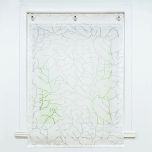 Roman Shade with U-Hooks Sheer Burnout Technique Striped Pattern 1 Piece - White, W x H 60 x 140cm