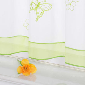 Cafe Curtain with Butterfly Pattern and Beads 1 Piece - Sand, H x W 60 x 120cm
