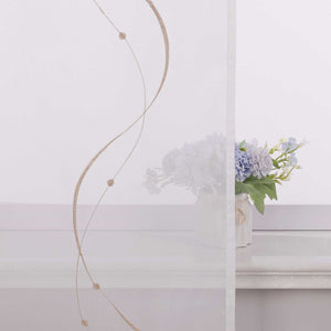 Sliding Panel Curtains with Tab-Top Hanging Set of 2 with Wave-and-Bead Pattern Embroidery