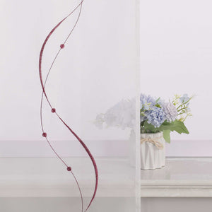 Sliding Panel Curtains with Tab-Top Hanging Set of 2 with Wave-and-Bead Pattern Embroidery