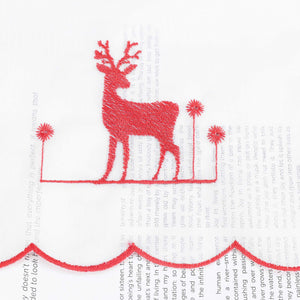Christmas Cafe Curtain with Deer & Christmas Tree - Gold, H x W 60 x 120cm