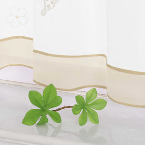 Cafe Curtain with Butterfly Pattern and Beads 1 Piece - Purple, H x W 45 x 120cm