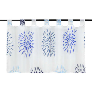 Cafe Curtain with Fireworks Motif - Festive Window Decor - Blue, H x W 45 x 120cm