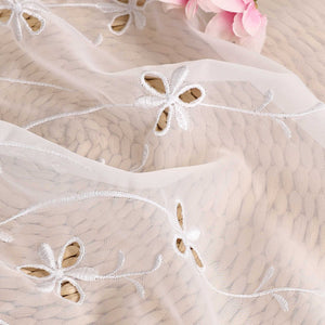 Cafe Curtain Country Style with Floral Pattern - Gray, W x H 140 x 60cm