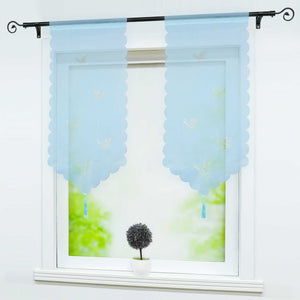 Cafe Curtain with Butterfly Design Triangular Hem 1 Piece - Green, W x H 40 x 60cm