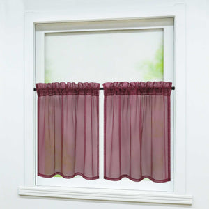 Cafe Curtain with Rod Pocket Gatherable 2 Pieces - Orange, H x W 61 x 76cm