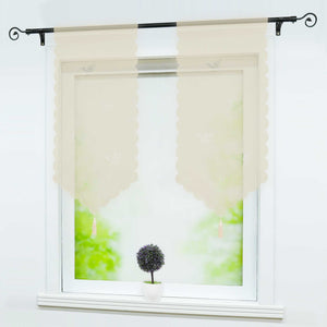Cafe Curtain with Butterfly Design Triangular Hem 1 Piece