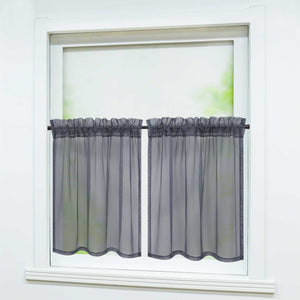 Cafe Curtain with Rod Pocket Gatherable 2 Pieces