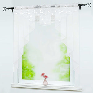 Cafe Curtain Window Valance with Textured Print with Rod Pocket - Silver, W x H 120 x 125cm