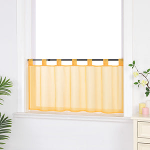 Cafe Curtain Solid Color with Tab-Top Hanging - Orange, H x W 30 x 90cm