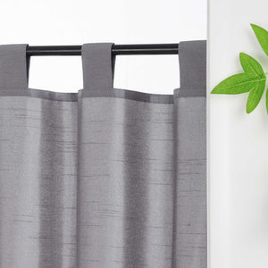 Cafe Curtain with Linen Texture and Lace Trim - Gray, H x W 45 x 90cm