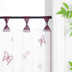 Cafe Curtain with Butterfly Pattern and Beads 1 Piece - Green, H x W 45 x 90cm