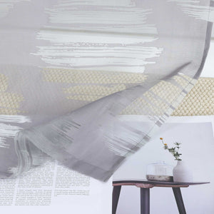 Curtain with Wavy Circle Pattern - Curtain-Tape Hanging Set of 2 - Gray, W x H 57 x 145cm