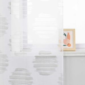 Curtain with Wavy Circle Pattern - Curtain-Tape Hanging Set of 2