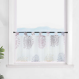 Cafe Curtain with Fireworks Motif - Festive Window Decor - Green, H x W 45 x 90cm