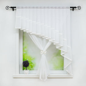 Romantic Curtain with Valance 2-in-1 Design - White, W x H 140 x 140cm