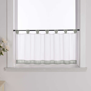 Cafe Curtain with Decorative Ribbon - Burgundy, H x W 30 x 90cm
