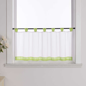 Cafe Curtain with Decorative Ribbon - Brown, H x W 45 x 90cm