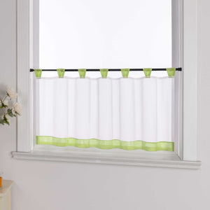 Cafe Curtain with Decorative Ribbon - Brown, H x W 45 x 120cm