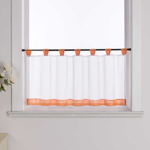 Cafe Curtain with Decorative Ribbon - Burgundy, H x W 60 x 120cm