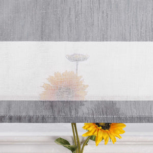 Delien Cafe Curtain in Country Style with Stripes - W x H 135 x 45cm, Gray