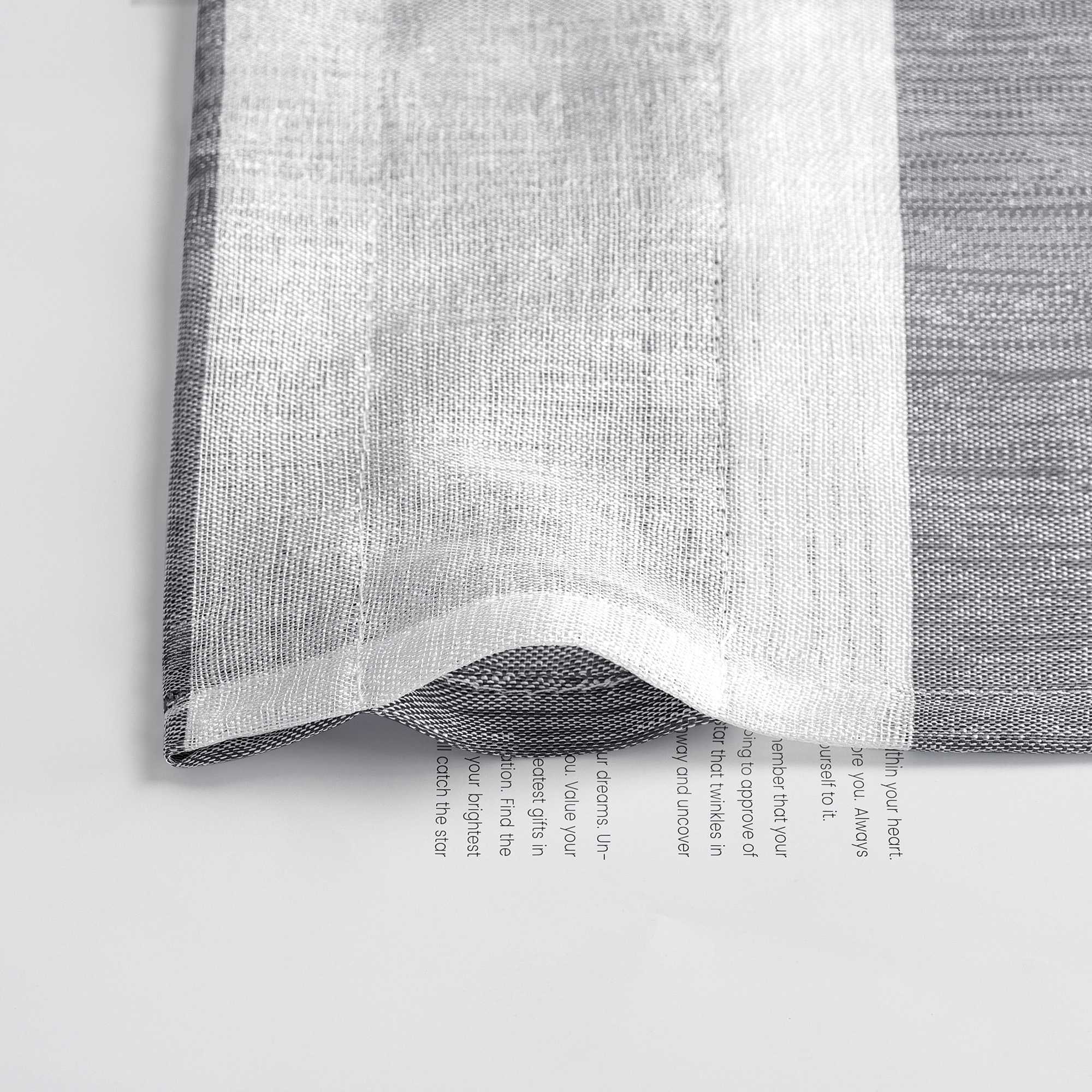 Delien Cafe Curtain in Country Style with Stripes - W x H 135 x 60cm, Gray