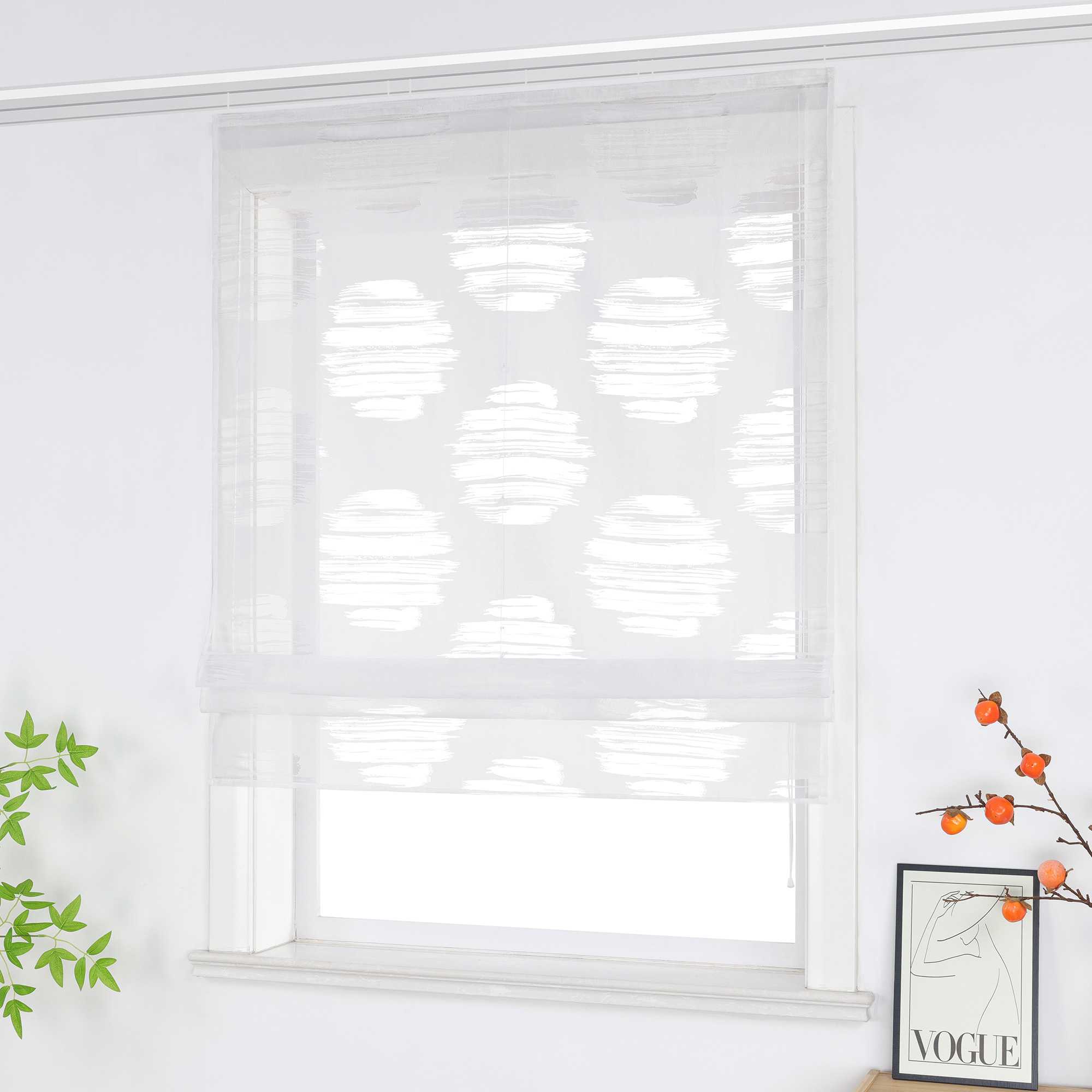 Roman Shade with Wavy Circle Pattern - Track Hanging