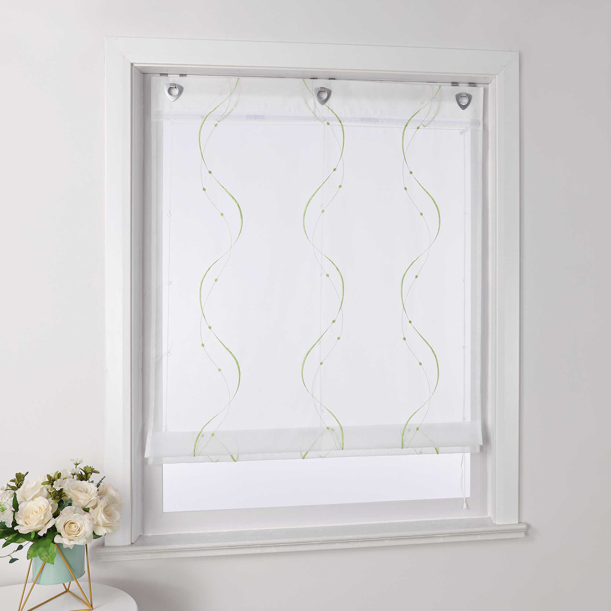 Roman Shade No-Drill with U-Hooks and Embroidery 1 Piece - Sand, W x H 100 x 140cm
