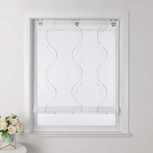 Roman Shade No-Drill with U-Hooks and Embroidery 1 Piece - Purple, W x H 120 x 140cm