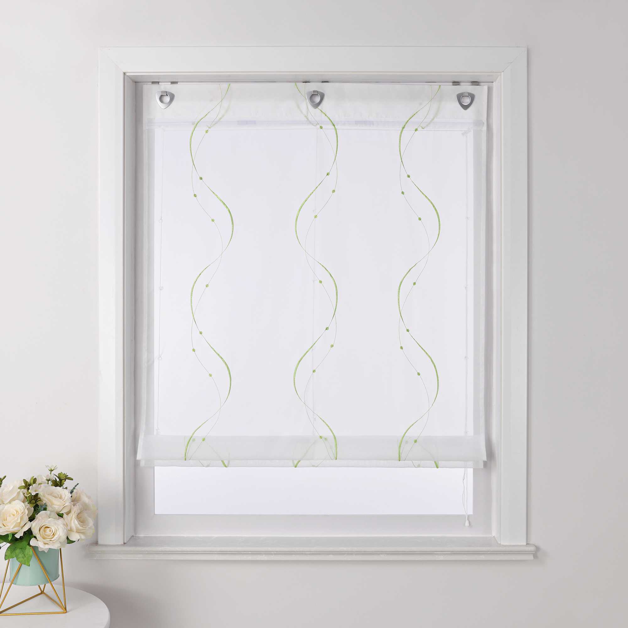Roman Shade No-Drill with U-Hooks and Embroidery 1 Piece - Sand, W x H 80 x 140cm