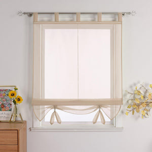 Roman Shade with Curtain Tape Sheer Window Decor Breathable 1 Piece - Brown, W x H 80 x 155cm
