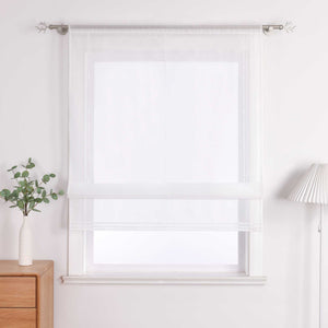 Roman Shade with Rod Pocket Sheer Airy Solid Color 1 Piece - Beige, W x H 60 x 155cm
