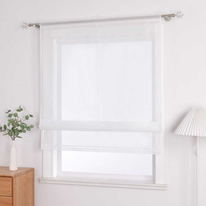 Roman Shade with Rod Pocket Sheer Airy Solid Color 1 Piece - Beige, W x H 120 x 155cm