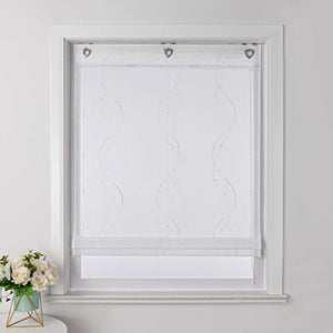 Roman Shade No-Drill with U-Hooks and Embroidery 1 Piece - Gray, W x H 100 x 140cm