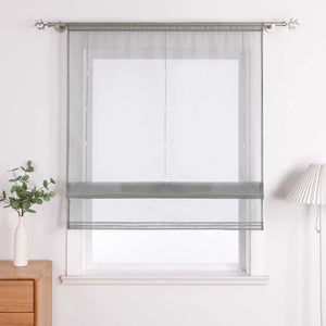Roman Shade with Rod Pocket Sheer Airy Solid Color 1 Piece