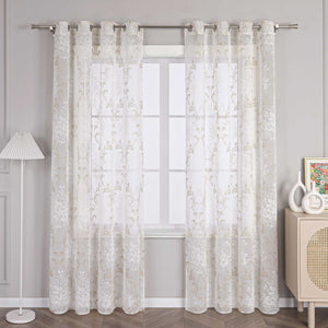 Curtain with Vine Pattern Grommet Curtain Panel 1 Piece