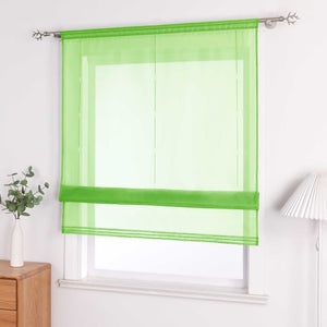 Roman Shade with Rod Pocket Sheer Airy Solid Color 1 Piece - Green, W x H 80 x 155cm