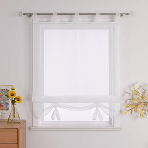 Roman Shade with Curtain Tape Sheer Window Decor Breathable 1 Piece - Brown, W x H 100 x 155cm