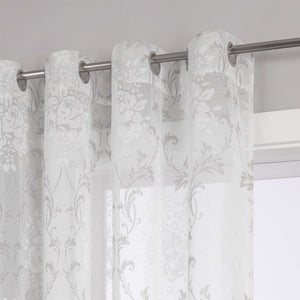 Curtain with Vine Pattern Grommet Curtain Panel 1 Piece - Beige, W x H 140 x 225cm