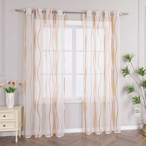 Grommet Curtain with Colorful Wave Patterns 1 Piece - Gray, W x H 140 x 245cm